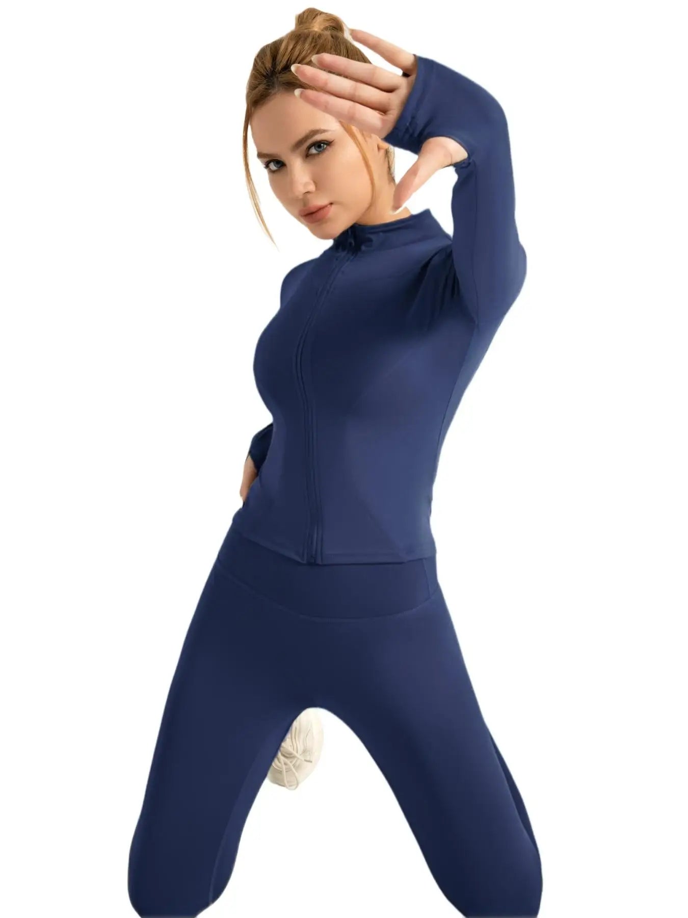 2-Piece Activewear Set – Mock Neck Sleeveless Top & High-Waist Leggings - Jac Dancie