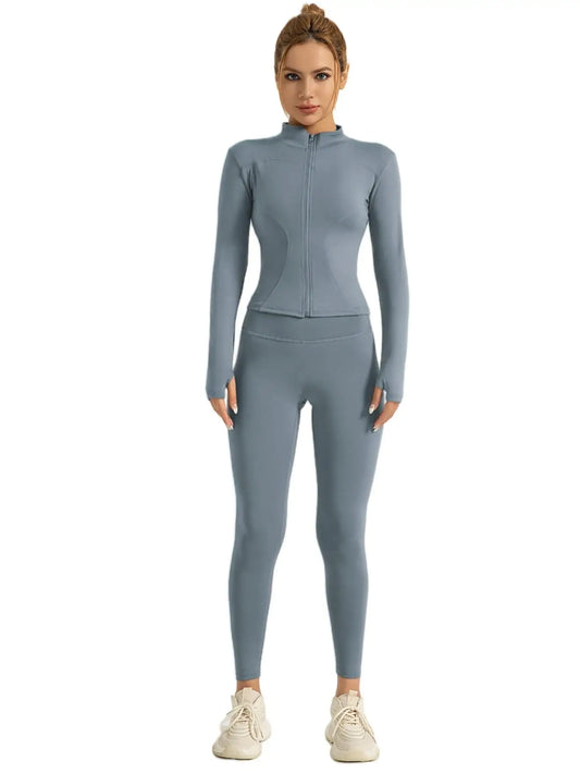 2-Piece Activewear Set – Mock Neck Sleeveless Top & High-Waist Leggings - Jac Dancie