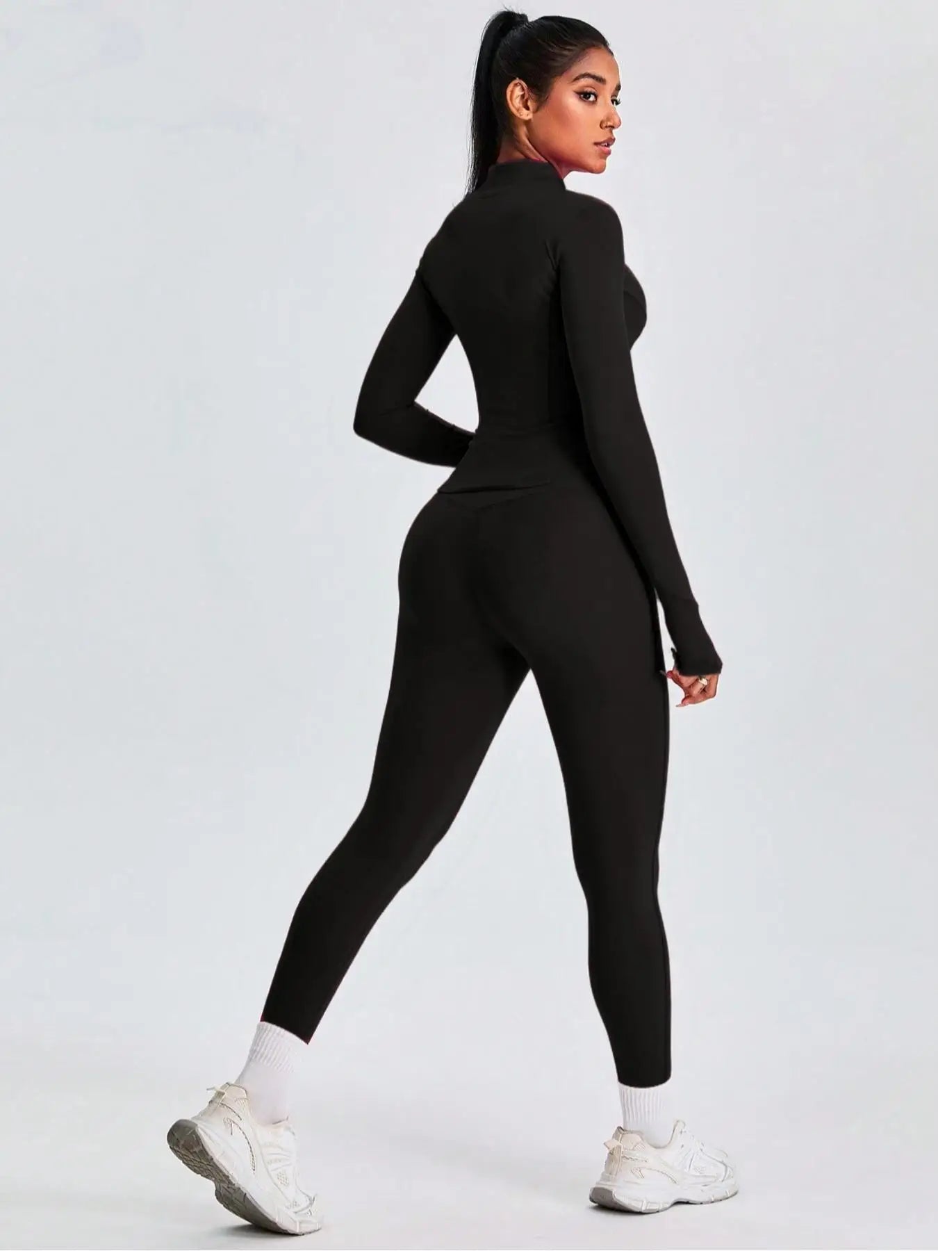 2-Piece Activewear Set – Mock Neck Sleeveless Top & High-Waist Leggings - Jac Dancie
