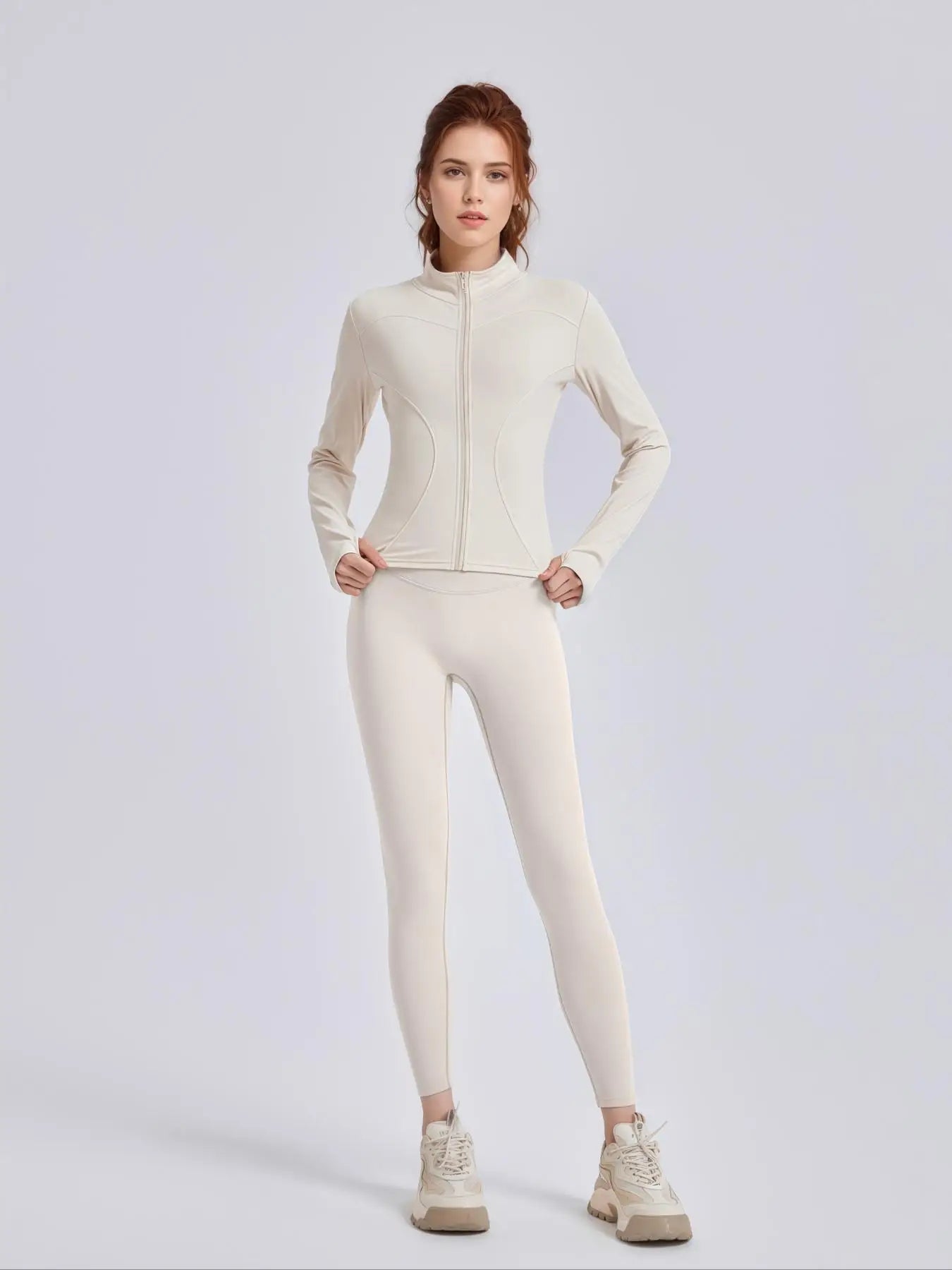 2-Piece Activewear Set – Mock Neck Sleeveless Top & High-Waist Leggings - Jac Dancie