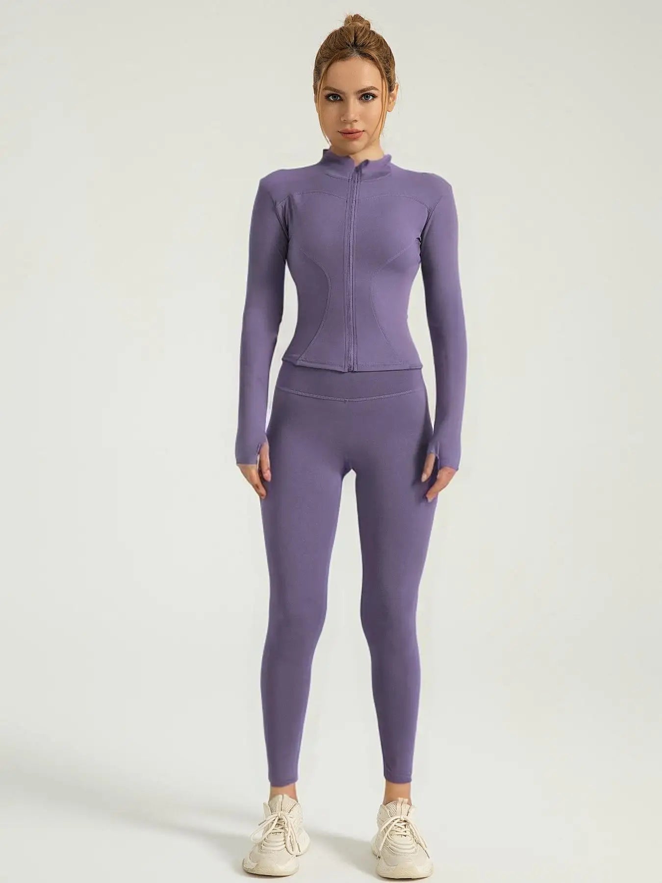 2-Piece Activewear Set – Mock Neck Sleeveless Top & High-Waist Leggings - Jac Dancie